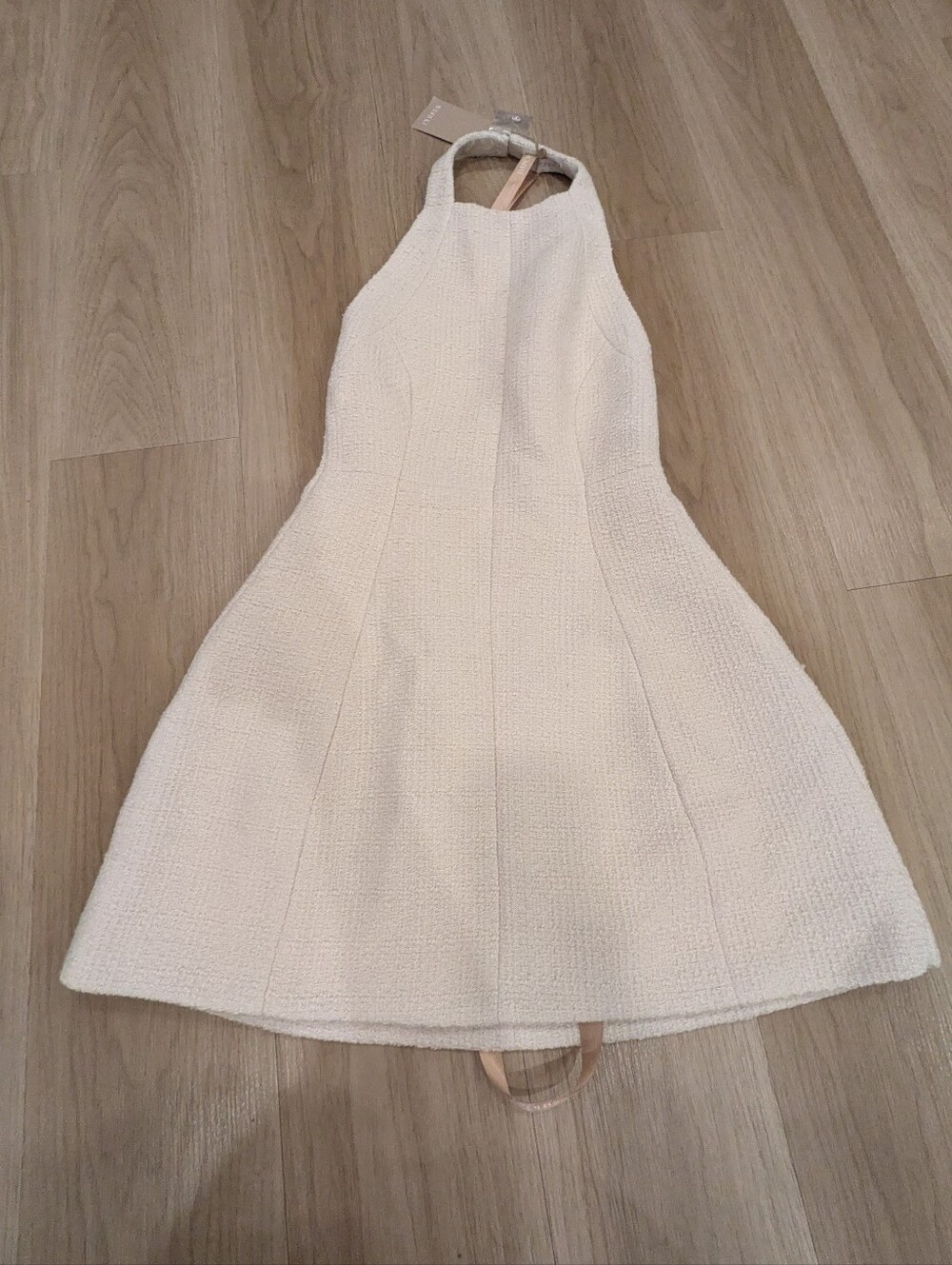 Meshki Cream Structure Halter Mini Dress NWY Size XS Wool Blend